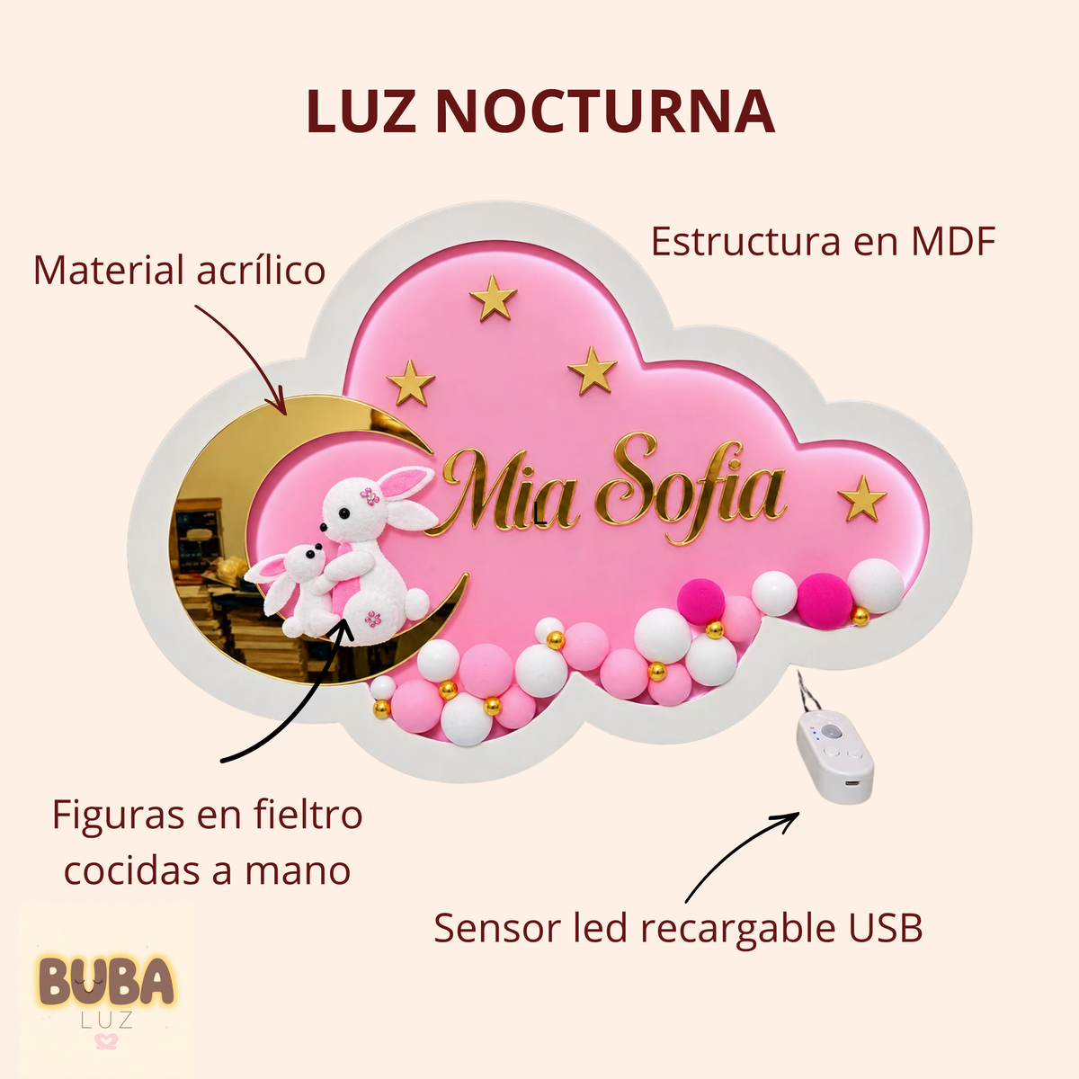 Lámpara Nube - mamá e hija conejita.