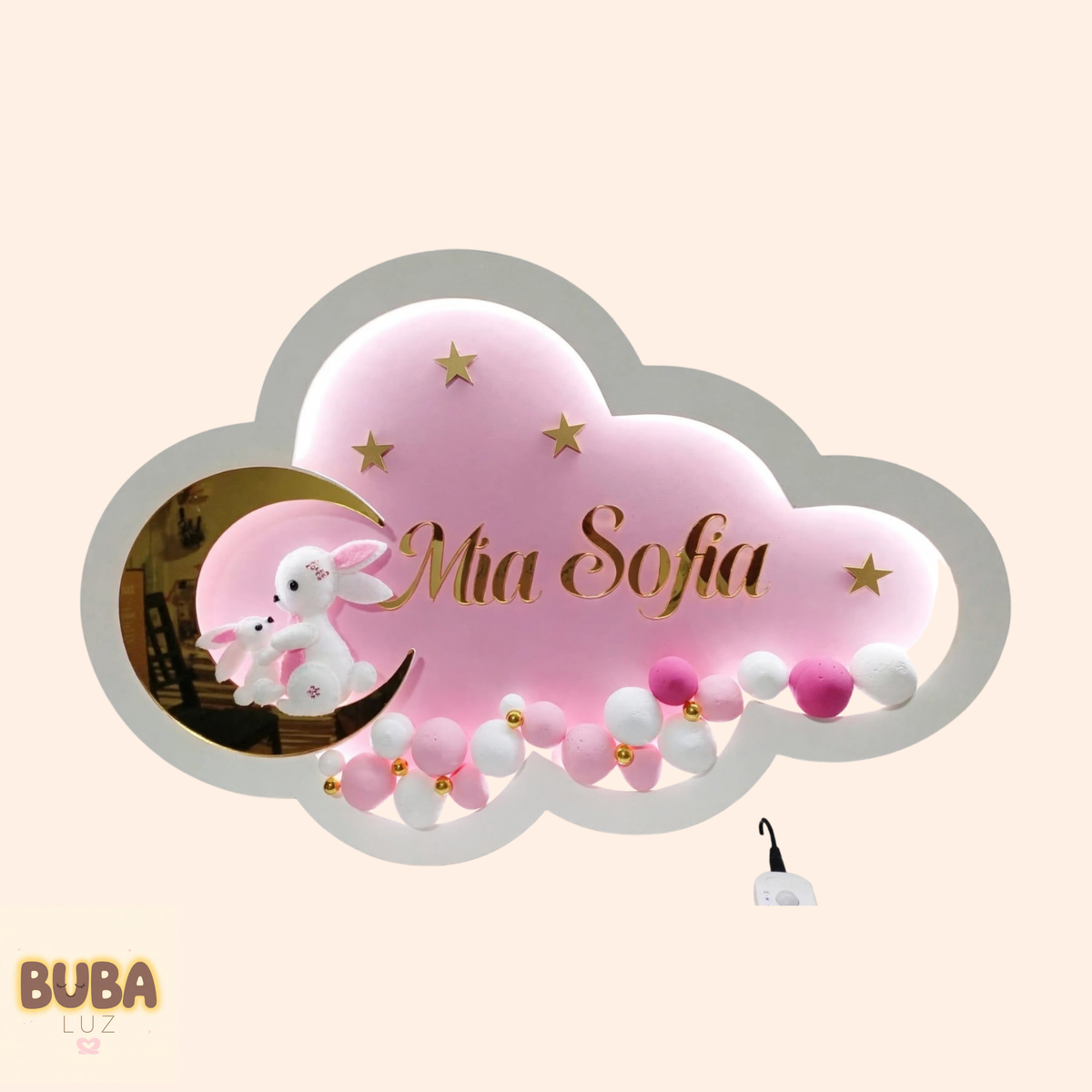 Lámpara Nube - mamá e hija conejita.